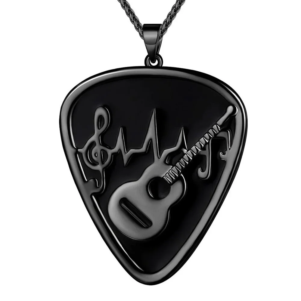 Guitar Pick Necklace Music Note Pendant Elegant Minimal Chic Jewelry Gift